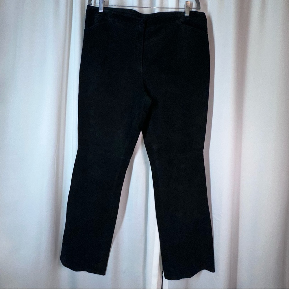 Vtg Covington Leather Pants Sz 16 Black Suede High‎ Rs Wide Leg  Washable * Read